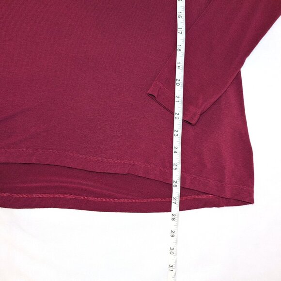 H By Halston | Burgundy Crew Neck Long Sleeve Stretchy Oversized Tee | Size XS - Picture 11 of 13